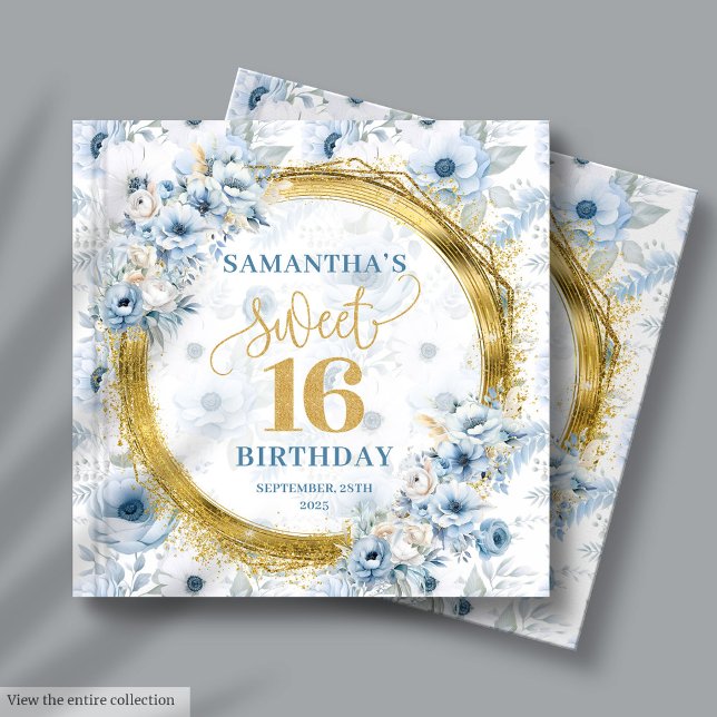 Sparkling Pastel Blue Sweet 16 Guest Sign In Book (Sparkling Pastel Blue Sweet 16 Guest Sign In Book)