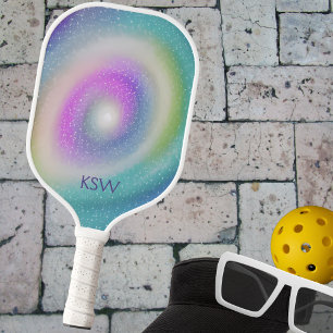 Sparkling Pastel Galaxy with Monogram  Pickleball Paddle