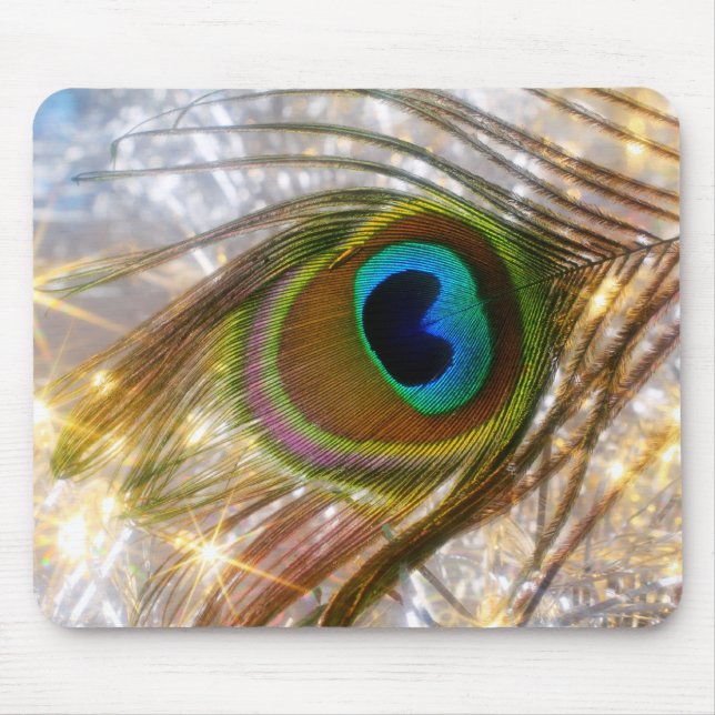 Sparkling Peacock Feather Mousepad (Front)