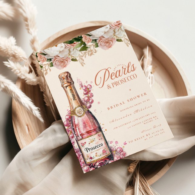 Sparkling Pearls and Prosecco Bridal Shower Invitation (Creator Uploaded)