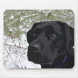 Sparkling Pines - Snow Labrador - Black Lab Mouse Pad