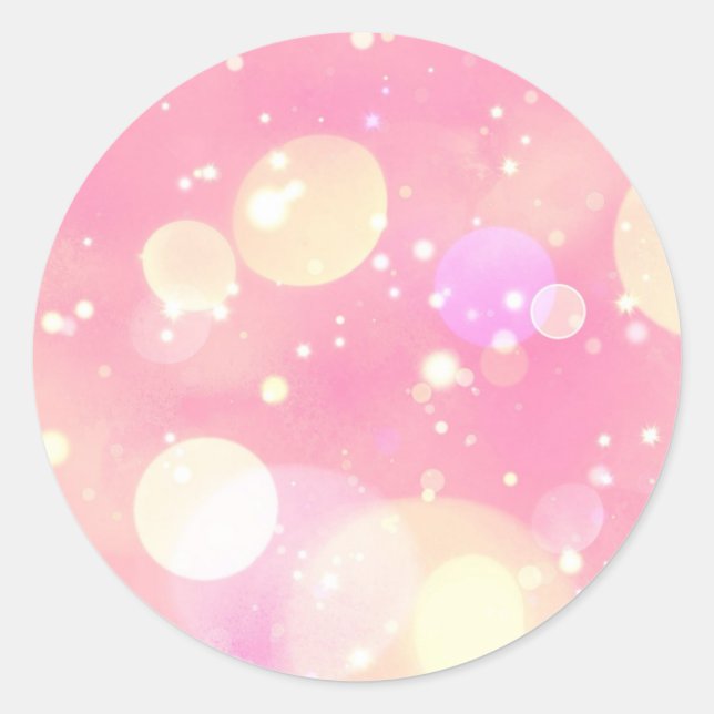 Sparkling Pink Bubbles Classic Round Sticker (Front)