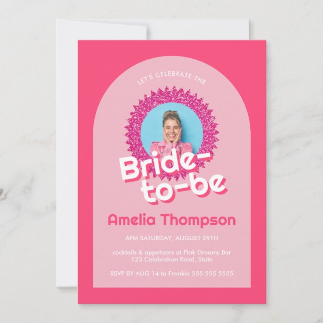 Sparkling Pink Glitter Bridal Shower Bachelorette Invitation (Front)