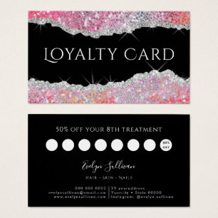 sparkling pink glitter loyalty card