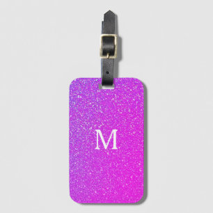 Sparkling Pink Glitter Ombre Monogram Initial Cute Luggage Tag