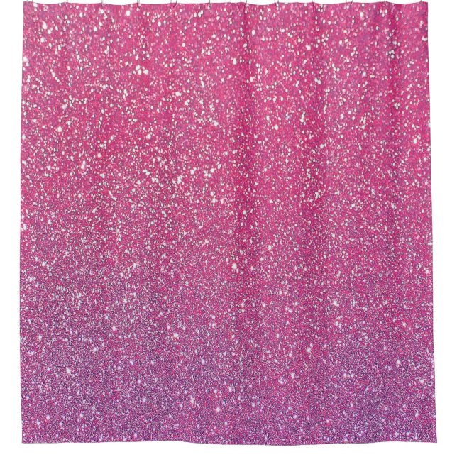 Sparkling Pink Glitter Rustic Purple Ombre Cute Shower Curtain (Front)