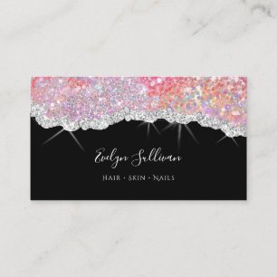 sparkling pink glitter texture business card