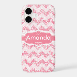 *~* Sparkling Pink Glitter White Chevron