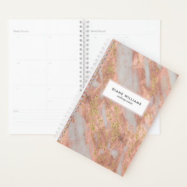 Sparkling Pink Marble Abstract with Name Planner (Display)