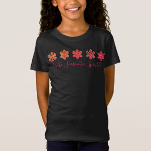Sparkling pink orange fun snowflakes pattern  T-Shirt