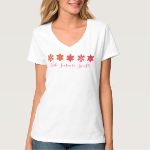 Sparkling pink orange snowflakes T-Shirt