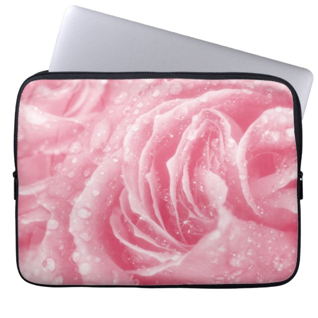 Sparkling Pink Rose Laptop Sleeve (Front)