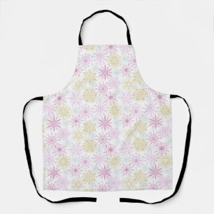 Sparkling Pink Snowflakes Apron