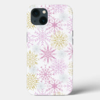 Sparkling Pink Snowflakes
