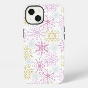 Sparkling Pink Snowflakes iPhone 13 Case