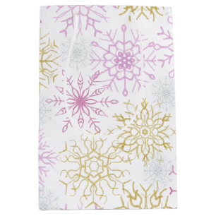 Sparkling Pink Snowflakes Medium Gift Bag