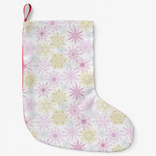 Sparkling Pink Snowflakes Small Christmas Stocking