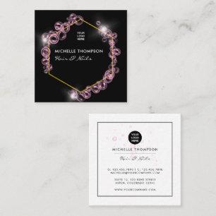 Sparkling Pink Soap Bubble Beauty Salon Square Bu Square Business Card