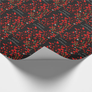 Sparkling Poinsettia Fireworks Wrapping Paper
