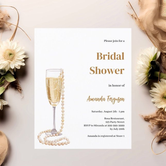 Sparkling prosecco pearls Bridal Shower invitation (Creator Uploaded)