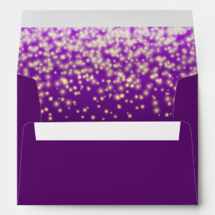 Sparkling purple lights modern wedding envelope