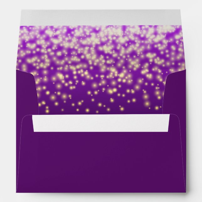 Sparkling purple lights modern wedding envelope (Back (Bottom))
