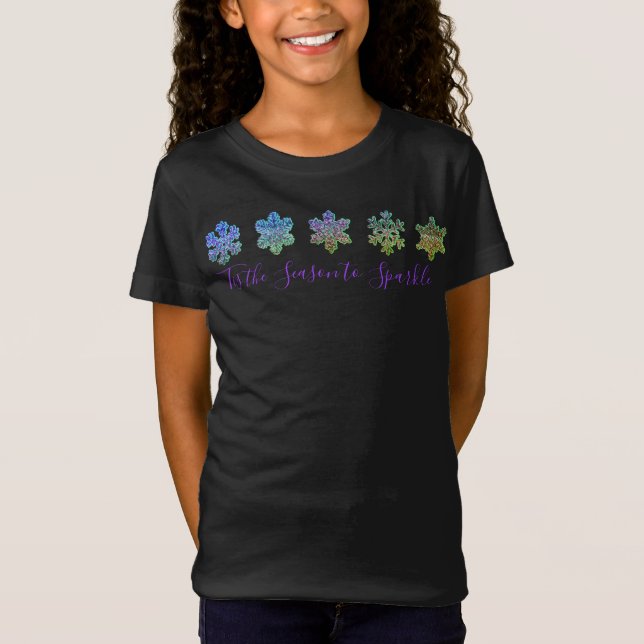 Sparkling purple pink snowflakes  T-Shirt (Front)