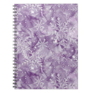 Sparkling Purple Snowflake Pattern Notebook