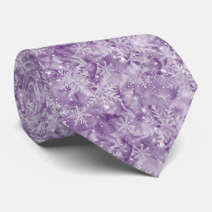 Sparkling Purple Snowflake Pattern Tie