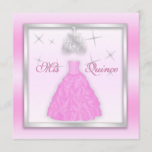 Sparkling Quinceanera Invite Light Pink Silver
