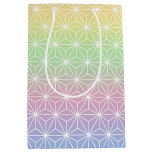 Sparkling Rainbow Asanoha Geometric Pattern Medium Gift Bag