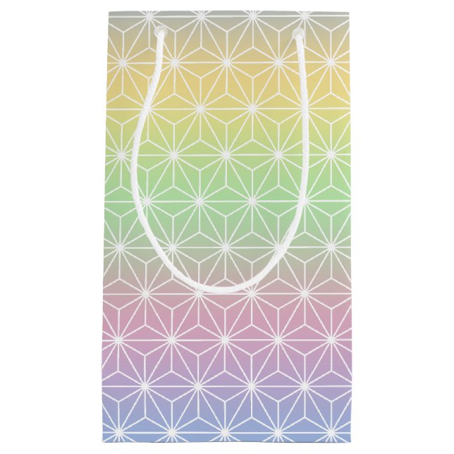Sparkling Rainbow Asanoha Geometric Pattern Small Gift Bag (Front)