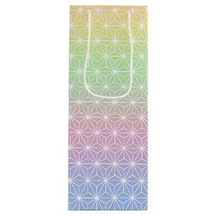 Sparkling Rainbow Asanoha Geometric Pattern Wine Gift Bag