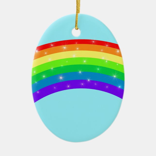 Sparkling Rainbow Ceramic Tree Decoration (Front)