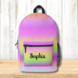 Sparkling Rainbow Colours Personalised Printed Backpack