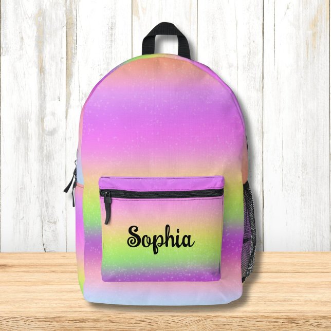 Sparkling Rainbow Colours Personalised Printed Backpack (Creator Uploaded)