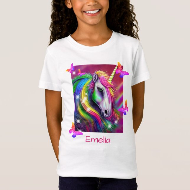 Sparkling Rainbow Unicorn Head T-Shirt (Front)