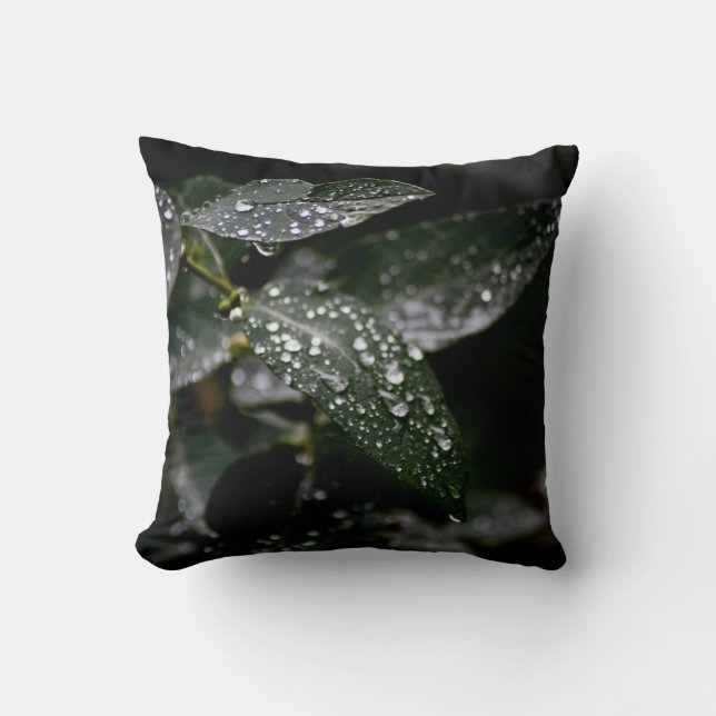 Sparkling Raindrop Leaf Cushion (Front)