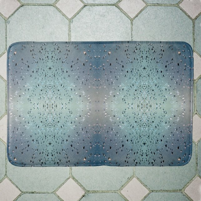 Sparkling Raindrops Boho Chic Blue Bath Mat (Creator Uploaded)