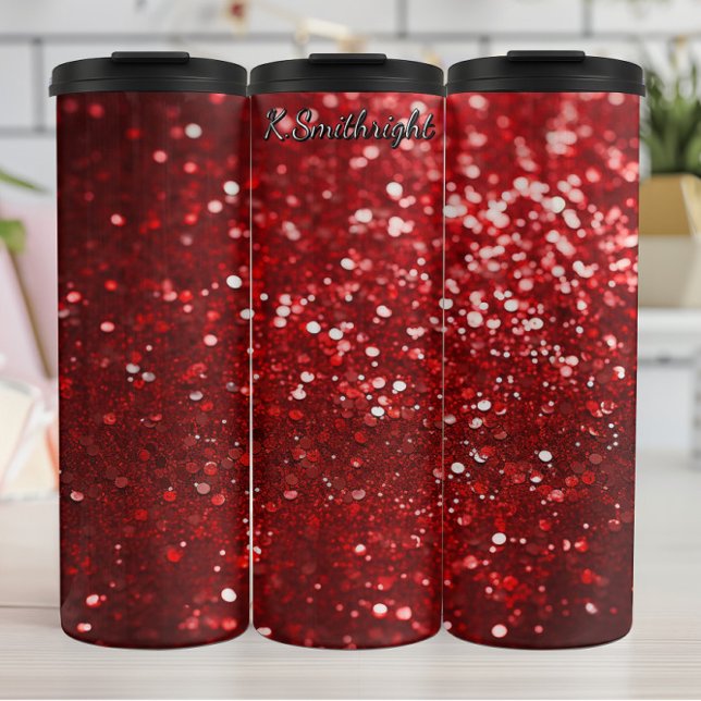 Sparkling Red Christmas Glitter Thermal Tumbler (Creator Uploaded)
