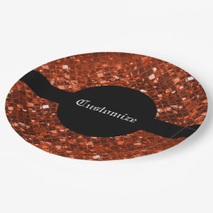 Sparkling Red Mosaic Pattern Paper Plates