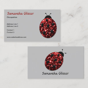 Sparkling red sparkles Ladybird Ladybug grey Business Card