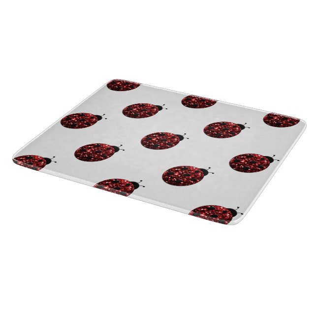 Sparkling red sparkles Ladybird Ladybug pattern Cutting Board (Corner)