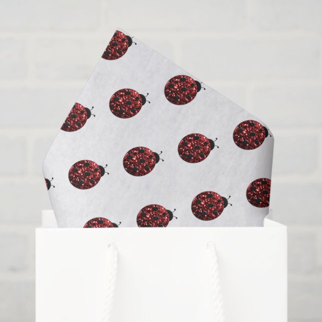 Sparkling red sparkles Ladybird Ladybug pattern Tissue Paper (Gift Bag)