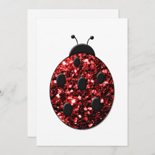 Sparkling red sparkles Ladybug Personalise Invitation