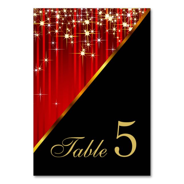 Sparkling Red Star Lights -Table Number Table Number (Front)