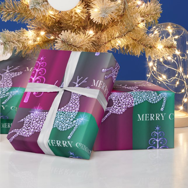 Sparkling Reindeer Luxurious Christmas Wrapping Paper (Holidays)