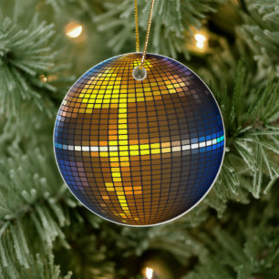 Sparkling Retro Disco Ball Mosaic Holiday Art Ceramic Tree Decoration