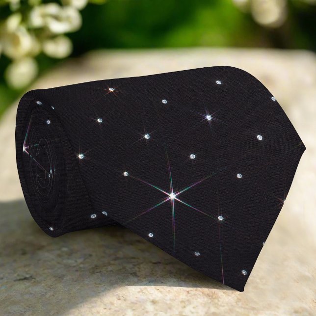 Sparkling Rhinestone Shiny Diamond Black Material Tie (Creator Uploaded)