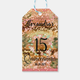 Sparkling Rose Gold Quinceañera Princess Spanish Gift Tags
